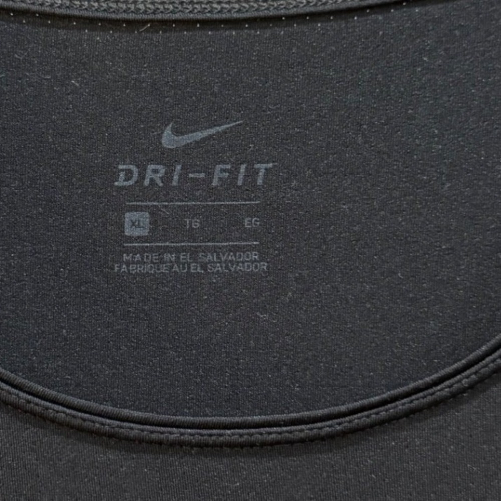 Nike Dri-FIT Womens XL Black Short Sleeve Training Workout T-Shirt Swoosh Logo - Picture 2 of 6